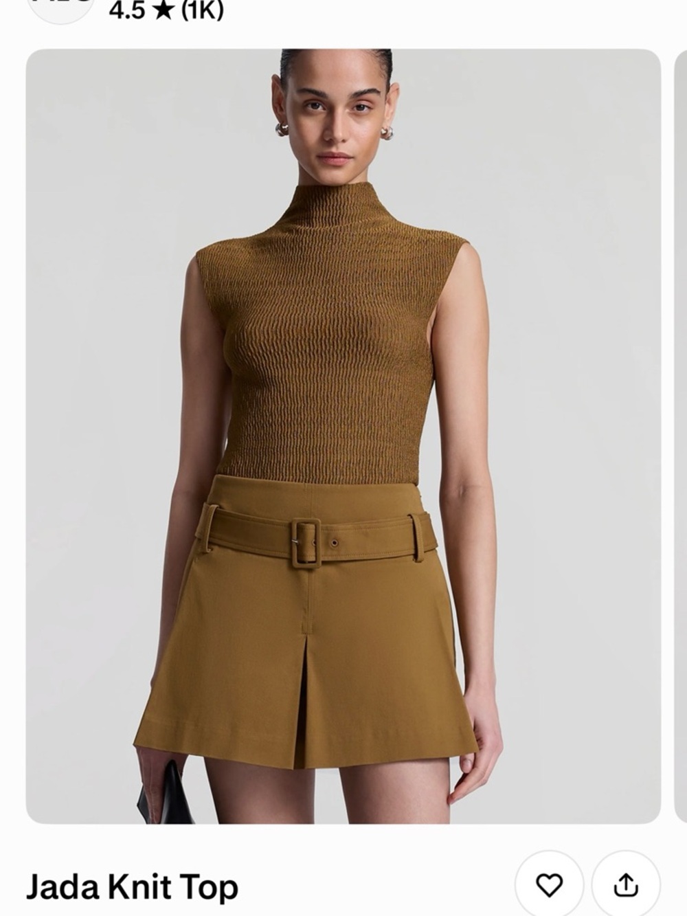 A.L.C. Jada Sleeveless Mock Neck Knit Top in Olive/Brown